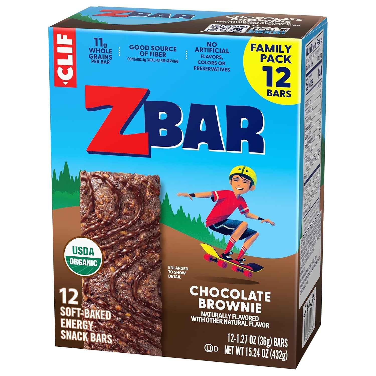Zbar - Chocolate Brownie - Soft-Baked Energy Snack Bars - Non-GMO - 11g Whole Grains - USDA Organic Granola Bars (12 Pack)