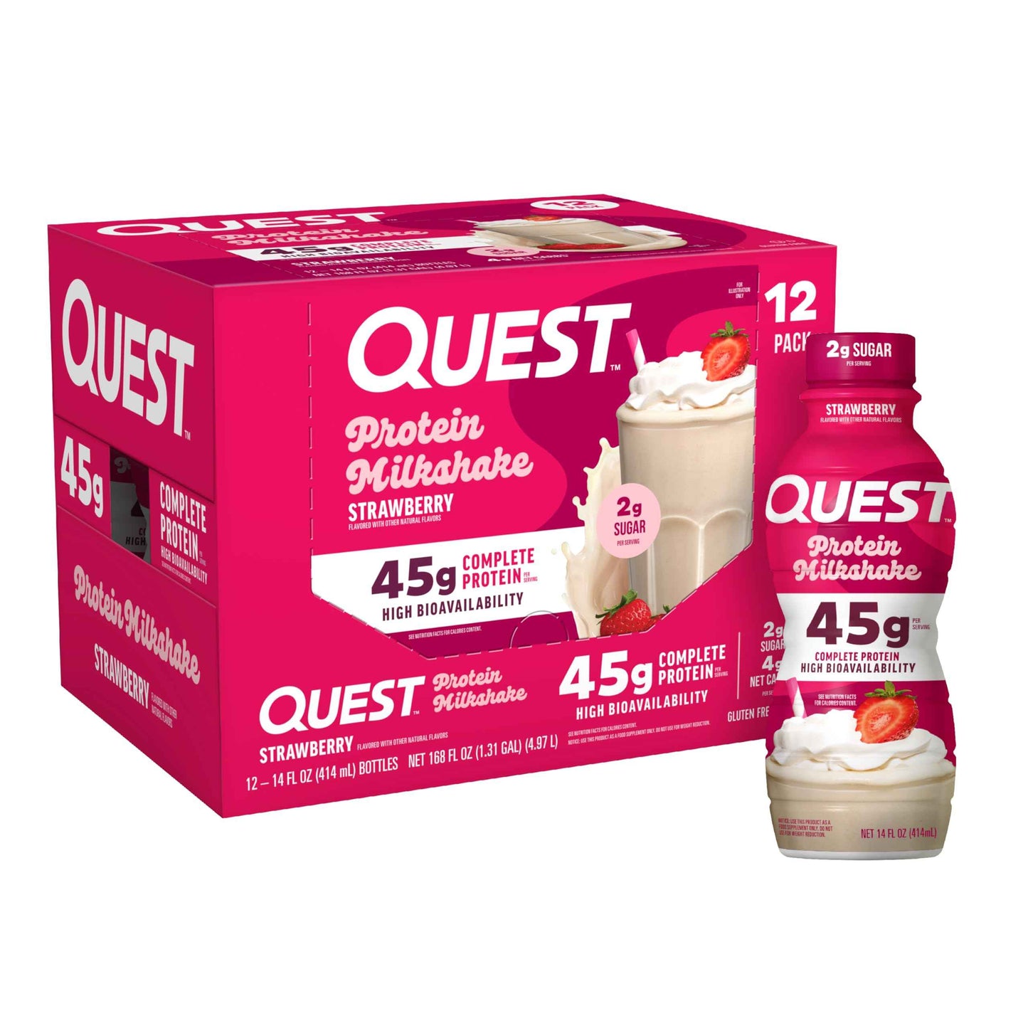 Quest Nutrition Protein Shake, 45g Protein, 2g Sugar, 4g Net Carbs, Ready to Drink, Gluten Free
