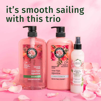Herbal Essences Conditioner, Rose Hips- Smooth Collection, Shiny Hair with Vitamin E & Jojoba, Safe for Color Treated Hair, Floral Scent, Cruelty-Free, Dermatologist-Tested, 29.2 Fl Oz