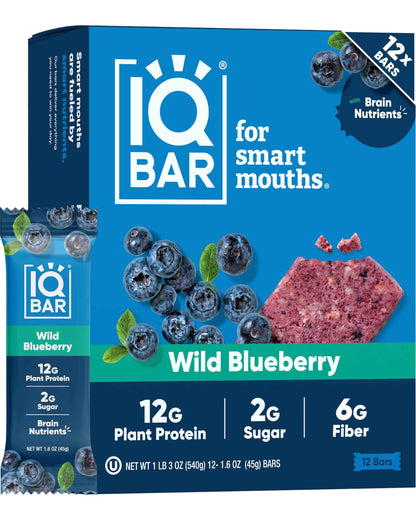 IQBAR Clean Plant Protein Bars - Keto, Vegan, High Fiber, Gluten and Dairy Free, Low Sugar Snack - Brain and Body Nutrients for Focus, Energy, Meal Replacement