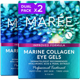 MAREE Hydrating Under Eye Patches for Puffy Eyes and Dark Circles – Marine Collagen & Caffeine Eye Patches – Brightening Eye Patche with Niacinamide – Depuffing Eye Mask for Dark Circles and Puffiness