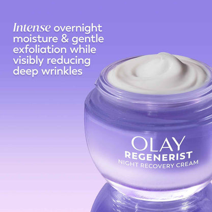 Olay Night Cream for Face, Anti-Aging Face Moisturizer for Women - Fragrance-Free Skin Care, Anti-Wrinkle, Exfoliate, Smooths Texture - Triple Collagen Cream, Niacinamide, Pro-Vitamin B5, 1.7Oz