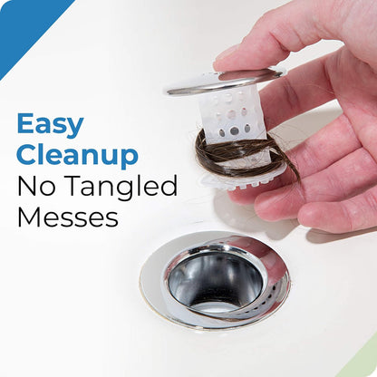 TubShroom_Bathtub_Drain_Protector_and_Hair_Catcher_-_2_Pack,_Chrome_-_Fits_1.5"_-_1.75"_Bathtub_and_Shower_Drains