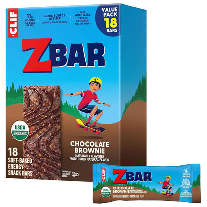 Zbar - Chocolate Brownie - Soft-Baked Energy Snack Bars - Non-GMO - 11g Whole Grains - USDA Organic Granola Bars - Snacks for Kids