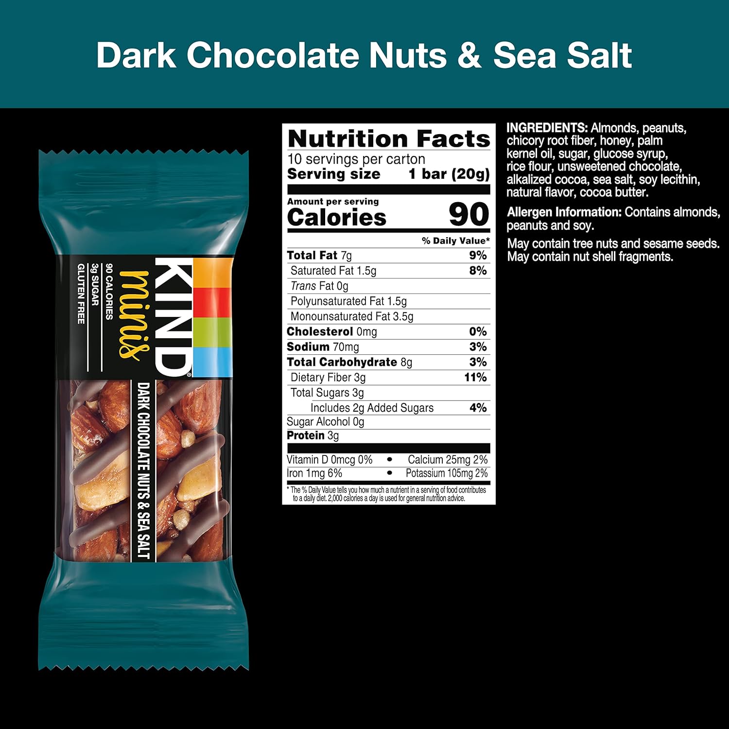 KIND_Minis,_Dark_Chocolate_Nuts_&_Sea_Salt,_Healthy_Snacks,_Gluten_Free,_Low_Calorie_Snacks,_Low_Sugar,_10_Count