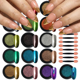 2PCS White Pearl Chrome Nail Powder, Iridescent Aurora Powder Metallic Mirror Effect Pigment Pearlescent Mermaid Pigmen for Nail Art Manicure Decoration Sets