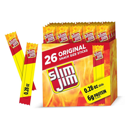 Slim Jim Smoked Meat Sticks, Original Flavor, 6g Protein Per Serving, Snack Size, Father's Day Snack Gift for Dad
