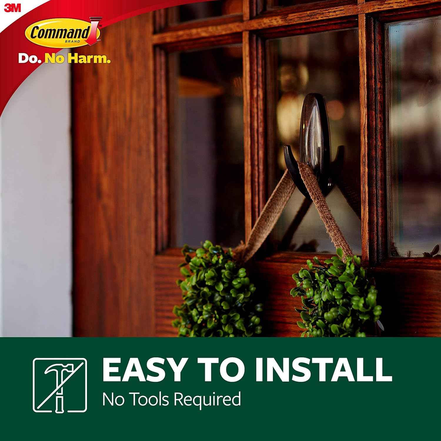 Command Outdoor Large Bronze Hooks, Holds 5 lb, Damage-Free, Weather Resistant for Hanging Decor