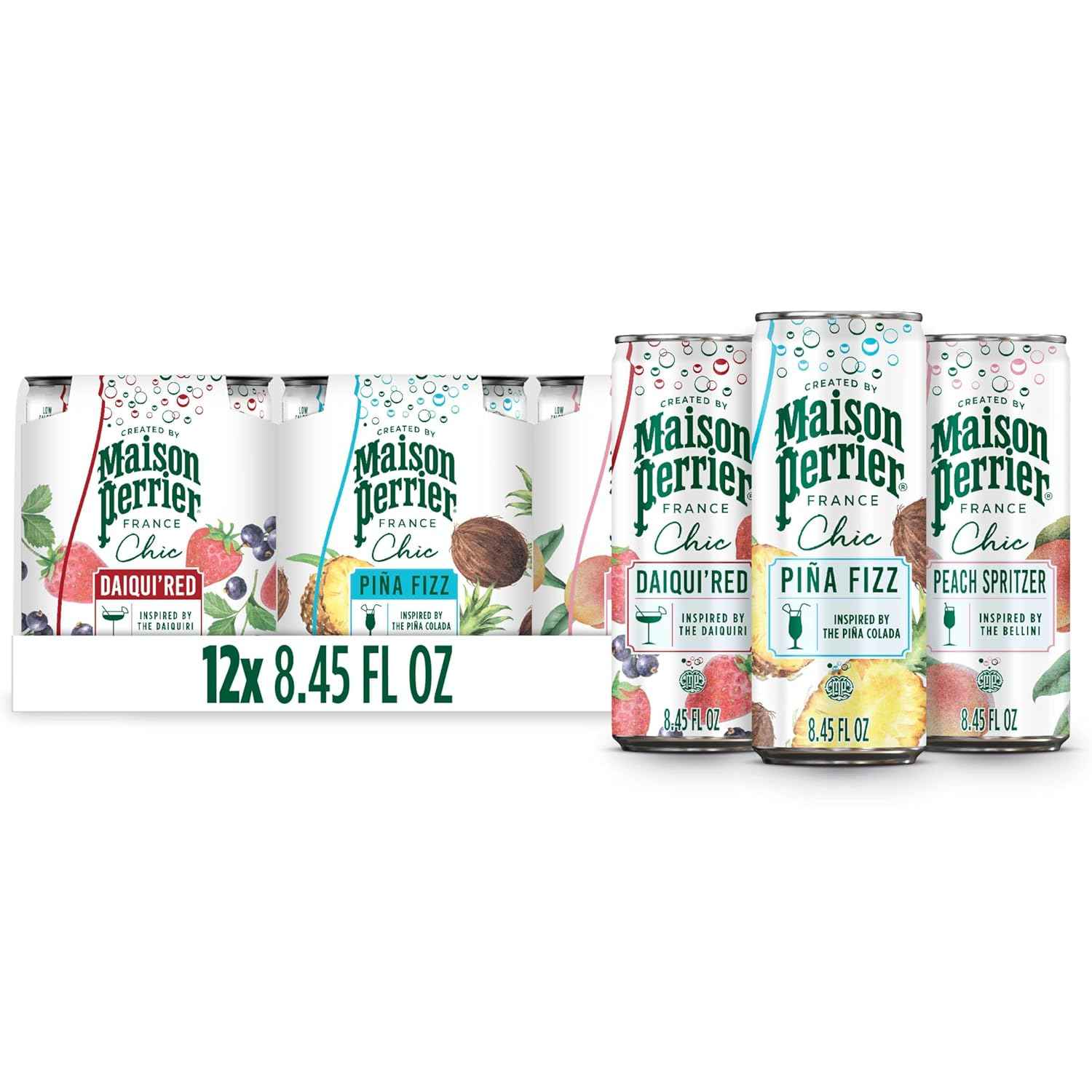 Maison Perrier Chic Sparkling Beverage, Low Calorie, Mocktails, 12-Pack