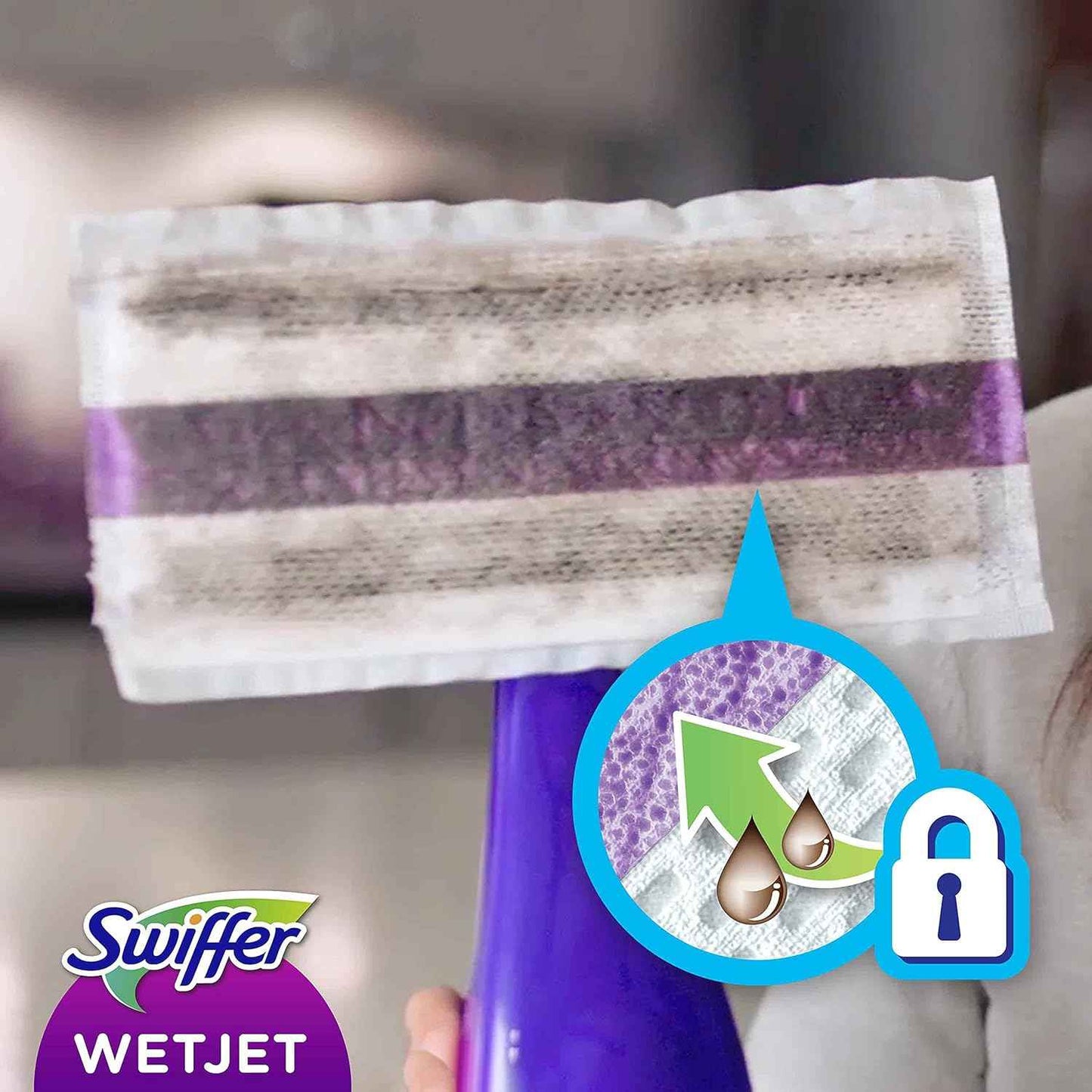 Swiffer WetJet Floor Spray Mop, Starter Kit, Includes: 1 WetJet, 5 Pads, 1 Cleaning Solution & 4 Batteries