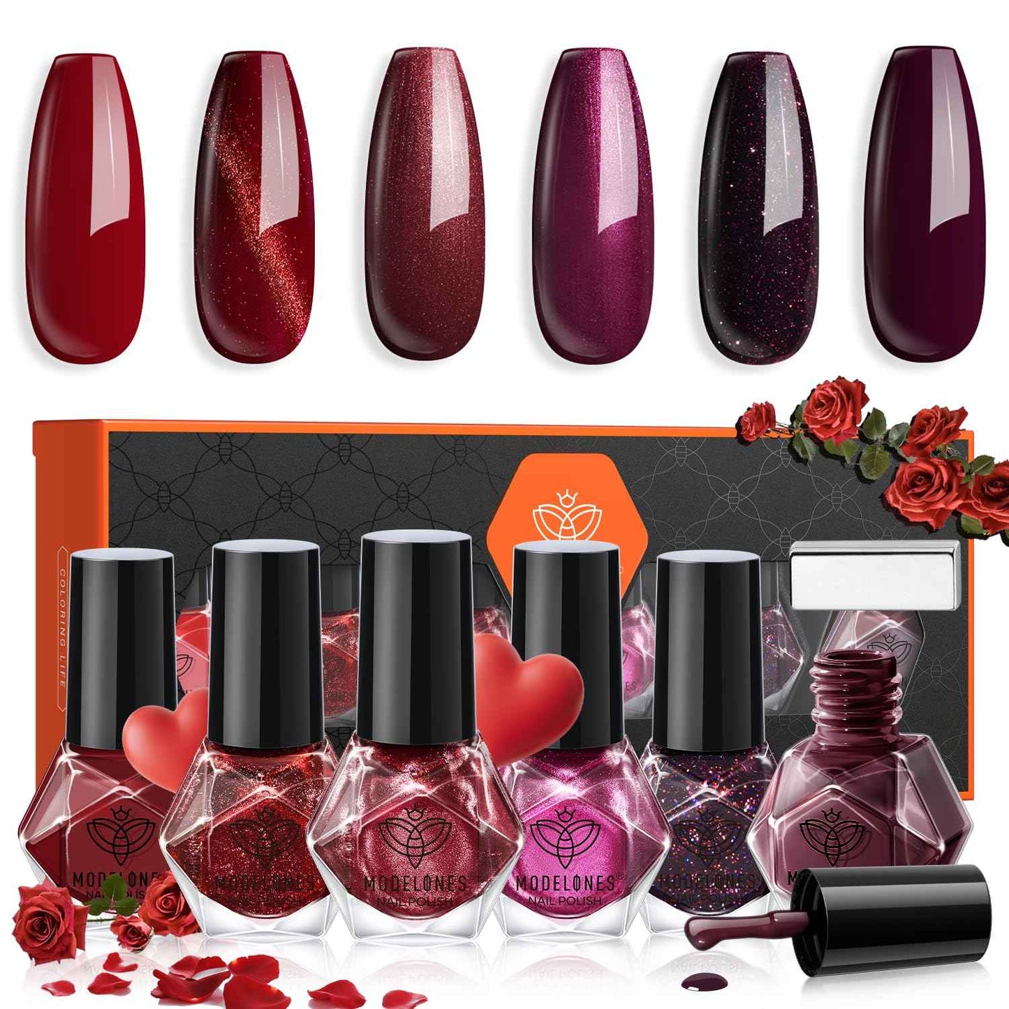 modelones Jelly Nail Polish 6 Colors, Sheer Nude Mini Nail Polish Set Red Pink Brown Quick Dry Spring Summer Fingernail Polish for DIY Nail Art Salon Home Gift for Women Girl