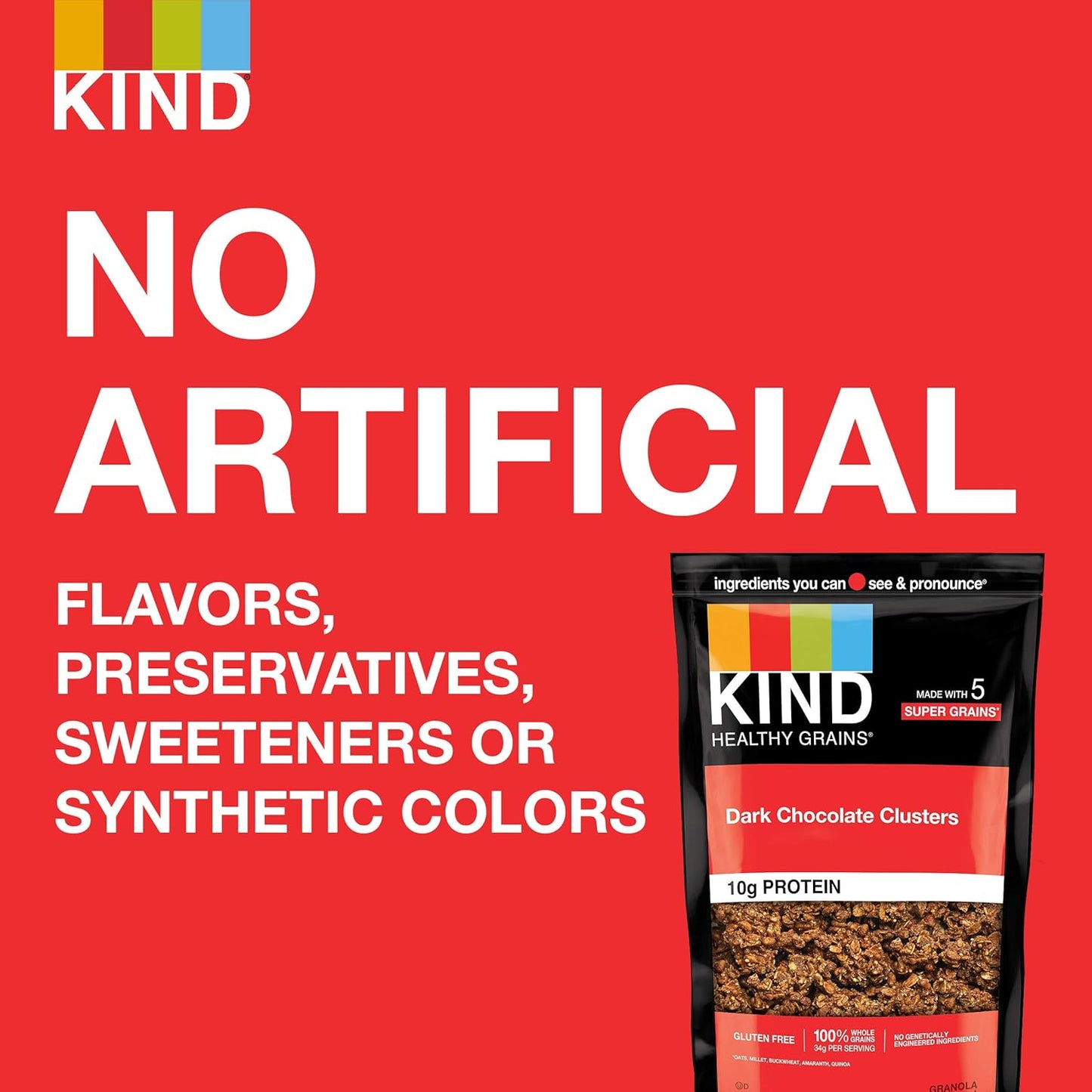 KIND_Healthy_Grains_Granola,_Dark_Chocolate_Clusters,_Healthy_Snacks,_Gluten_Free,_100%_Whole_Grains,_10g_Protein,_11oz,_1_Count