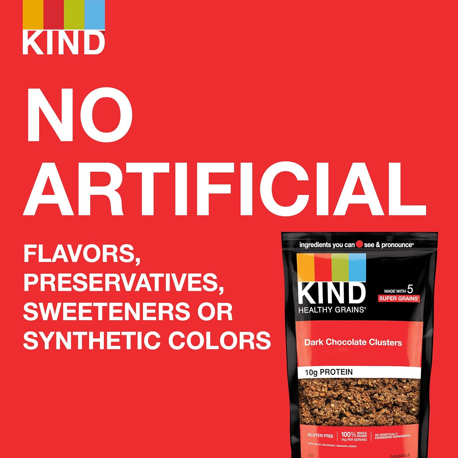 KIND_Healthy_Grains_Granola,_Dark_Chocolate_Clusters,_Healthy_Snacks,_Gluten_Free,_100%_Whole_Grains,_10g_Protein,_11oz,_1_Count