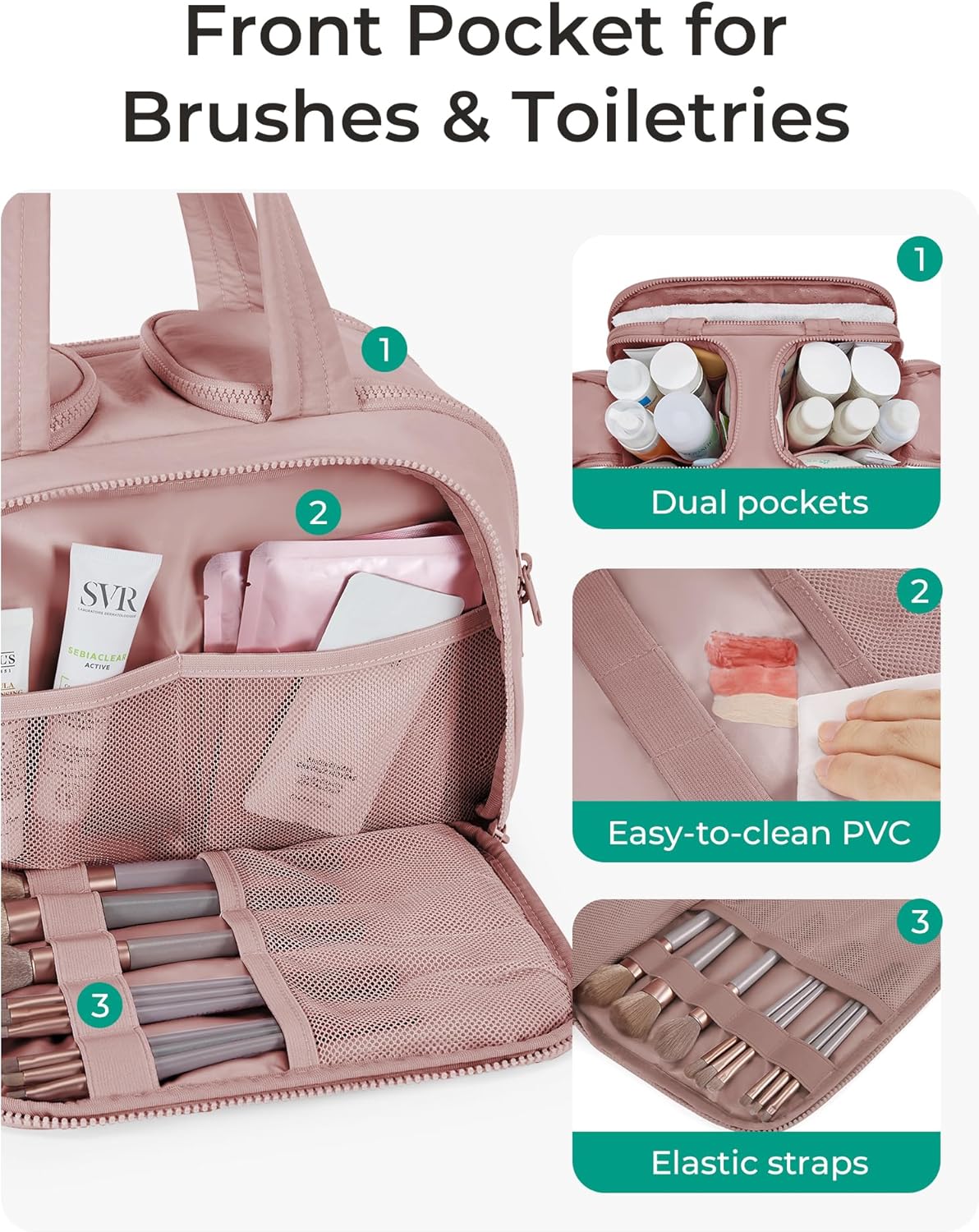 BAGSMART_Travel_Toiletry_Bag,_Lightweight_Large_Wide-open_Travel_Bag_for_Women,_Puffy_Cosmetic_Makeup_Bag_Organizer_with_Handle_for_Accessories,Essentials,_Toiletries,_Dark_Pink