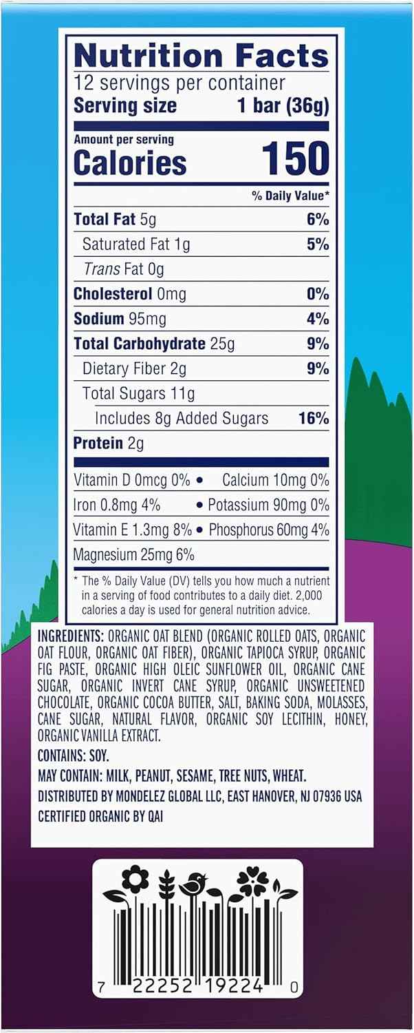 Zbar - Chocolate Chip - Soft-Baked Energy Snack Bars - Non-GMO - 12g Whole Grains - USDA Organic Granola Bars - Snacks for Kids (12 Pack)