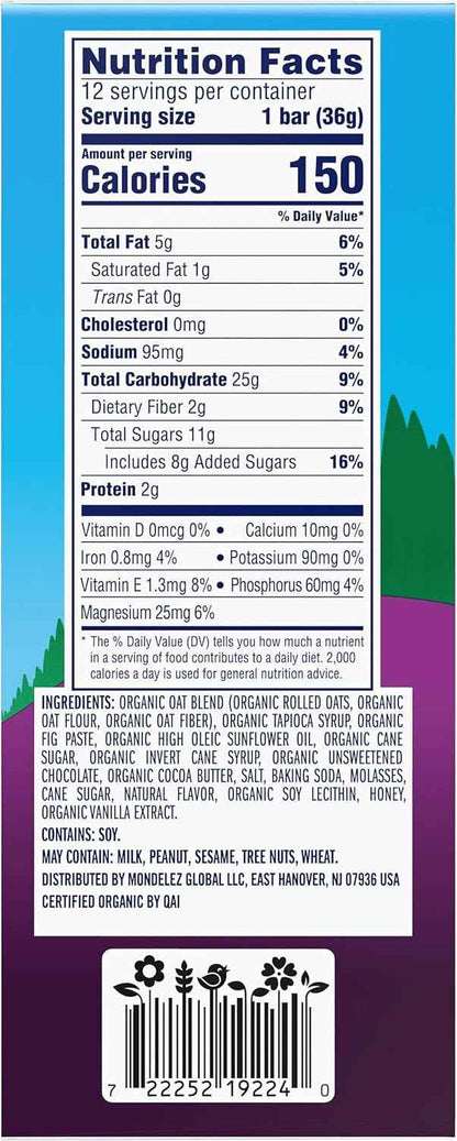 Zbar - Chocolate Chip - Soft-Baked Energy Snack Bars - Non-GMO - 12g Whole Grains - USDA Organic Granola Bars - Snacks for Kids (12 Pack)