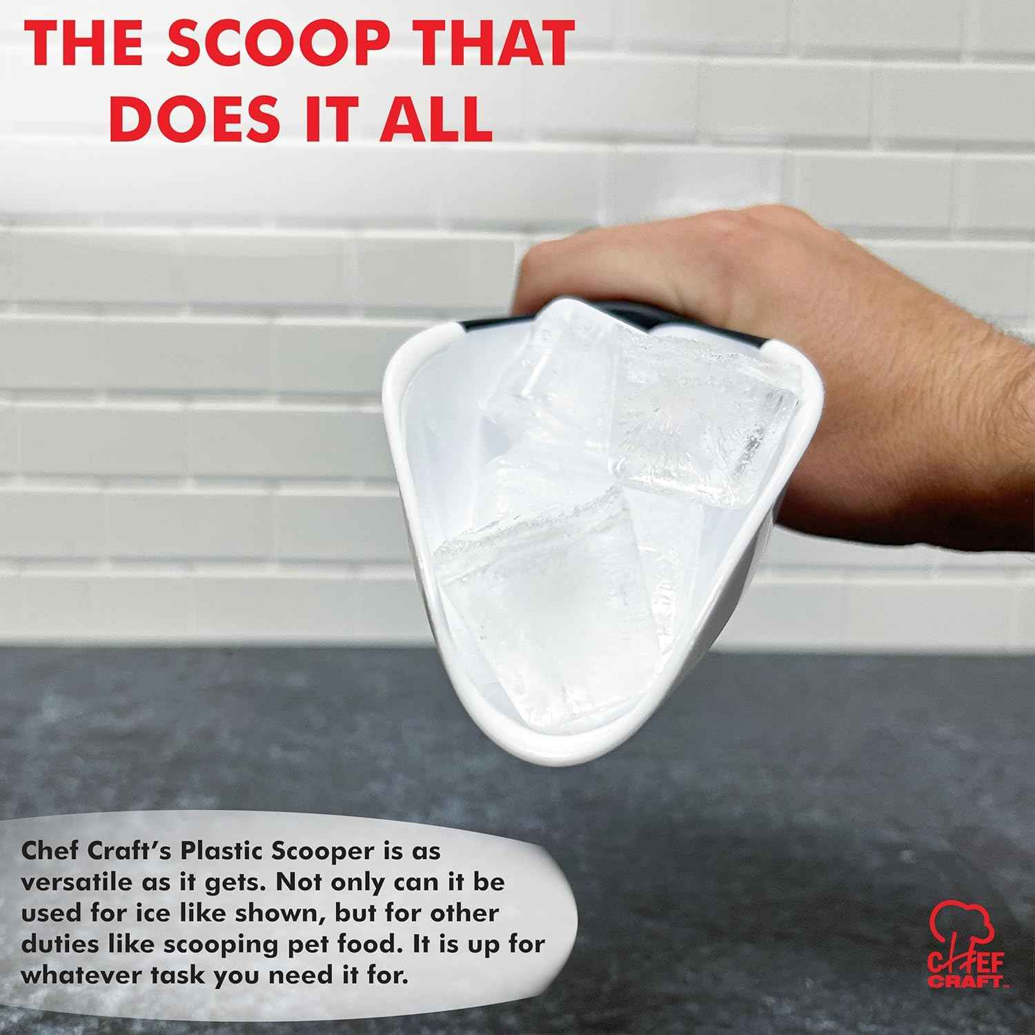 Chef Craft Select Plastic Scoop, 1 Cup, White