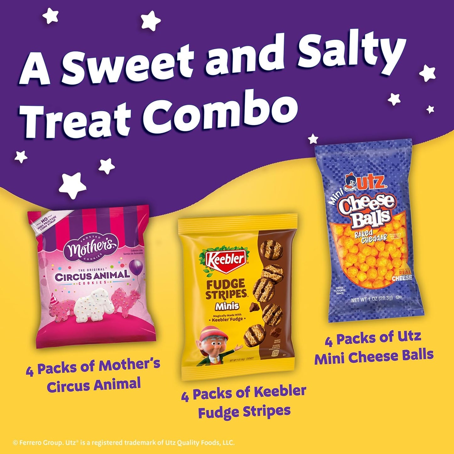 Keebler_Sweet_&_Salty_Mix,_Keebler_Fudge_Stripes,_Mother's_Circus_Animals,_Utz_Mini_Cheese_Balls,_1_Oz._(Pack_of_12)