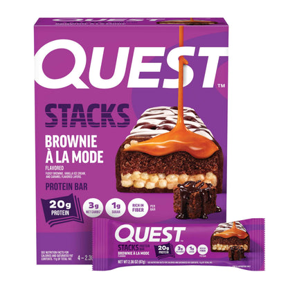 Quest Nutrition Stacks Protein Bars, 20g Protein, 2g Net Carbs, 1g Sugar, High Fiber, Low Sugar, Gluten Free, 12 Count