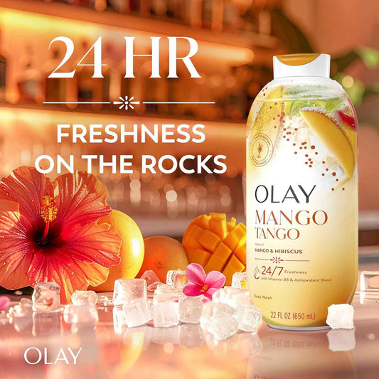 Olay Body Wash for Women, 24/7 Skin-Loving Freshness, Miami Mocktails, Plant Based Cleansers, Vitamin B3 & Antioxidant Blend, For All Skin Types