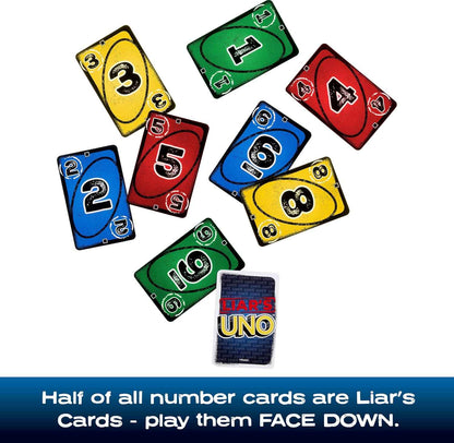 Mattel Games Liar’s UNO Card Game in Travel & Storage Tin for Adults, Kids, Families, Parties & Game Nights, Outwit Other Players with Bluffing & Trickery (Amazon Exclusive)