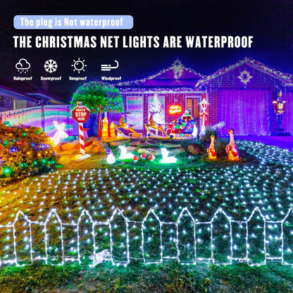 JMEXSUSS_Outdoor_Net_Lights_Waterproof,_12ft_x_5ft_with_8_Modes_Remoter,_360_LED_Plug_in_Net_Lights_for_for_Bush_Patio_Christmas_Tree_Decor_(Clear_Wire,_White)