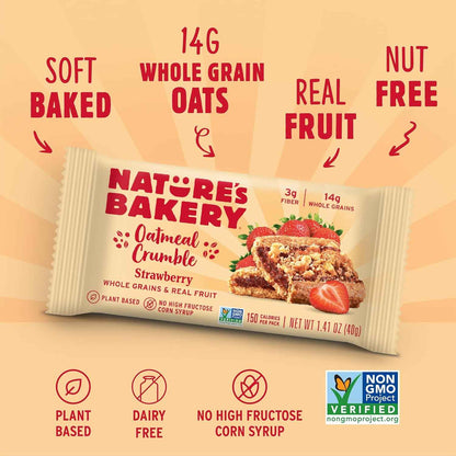 Nature’s Bakery Oatmeal Crumble Bars, Real Fruit, Vegan, Non-GMO, Breakfast bar