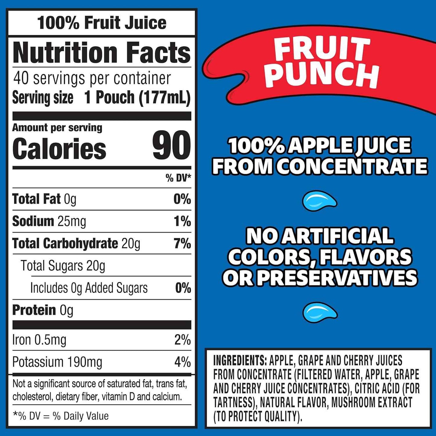 Capri Sun 100% Juice Fruit Punch Naturally Flavored Juice Blend