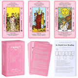 Pink Tarot Cards Deck Set for Beginners with Meanings On Them-Tarot Card with Guidebook-(Free Velvet Tarot Bag Pouch)
