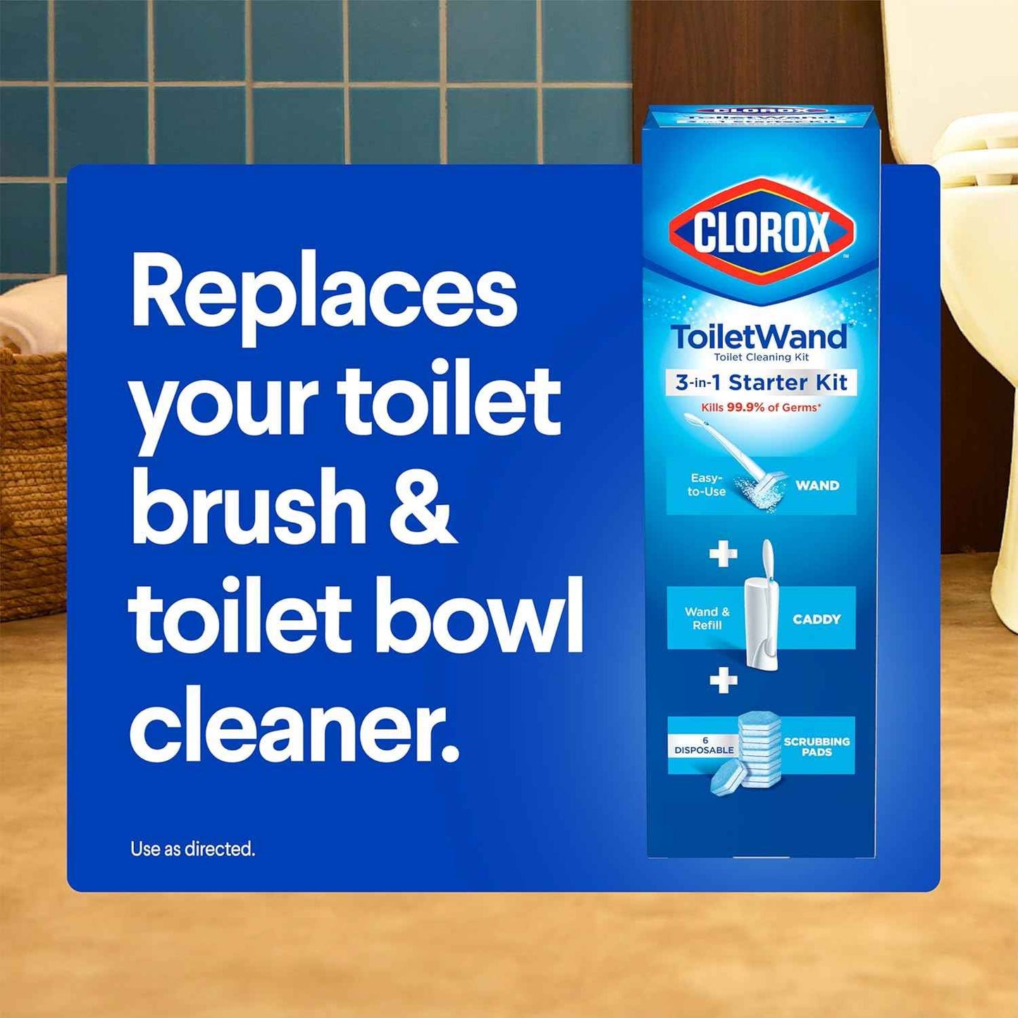 Clorox ToiletWand Toilet Cleaner Refills, Toilet brush, Rainforest Rush, 10 Ct