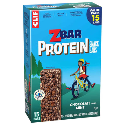 Zbar Protein - Chocolate Flavored Mint - Crispy Snack Bars - Made with Organic Oats - Non-GMO - 5g Protein - Gluten Free Protein Bars (15 Pack)