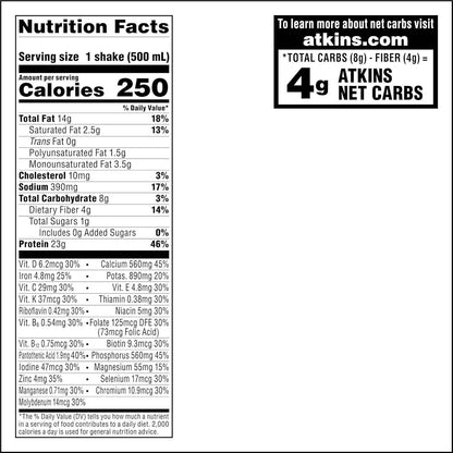 Atkins Creamy Chocolate Meal Size Protein Shake, 23g Protein, Low Glycemic, 4g Net Carb, 1g Sugar, Keto Friendly
