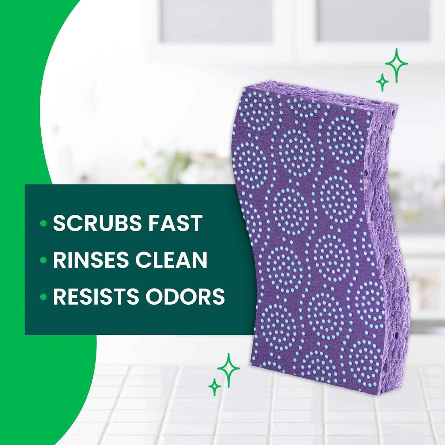 Scotch-Brite Scrub Dots Non-Scratch Scrub Sponge, Rinses Clean, for Washing Dishes and Cleaning Kitchen, 3 Scrub Sponges
