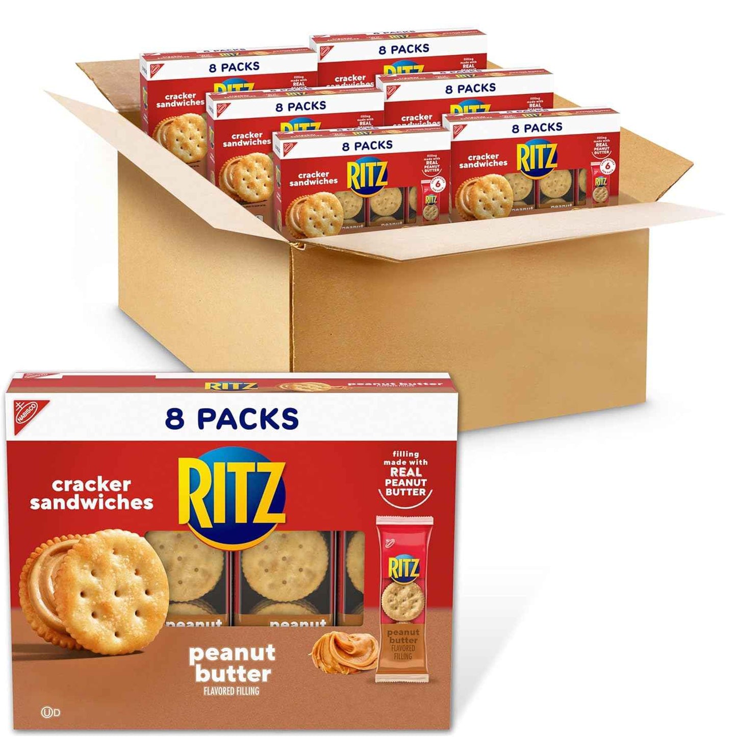 RITZ Bits Peanut Butter Sandwich Crackers, Snacks for Kids and Adults, Lunch Snacks