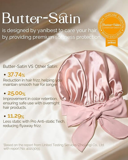 YANIBEST Adjustable Silk Bonnet for Sleeping Women Double Layer Satin Bonnet Reduce Friction Prevent Frizz Curly Hair