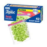 Ziploc Quart Food Storage Slider Bags, Power Shield Technology for More Durability