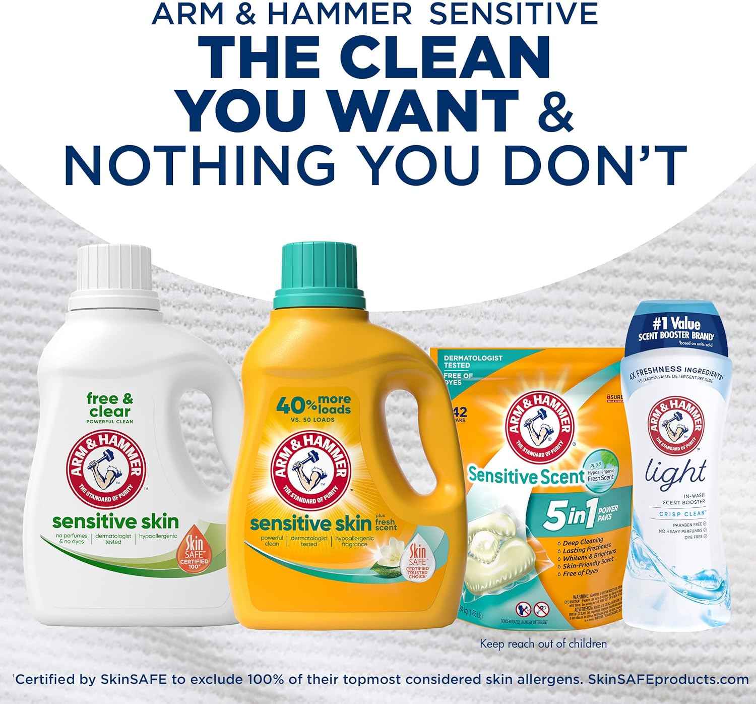 ARM & HAMMER Sensitive Skin Liquid Laundry Detergent, Fresh Scent