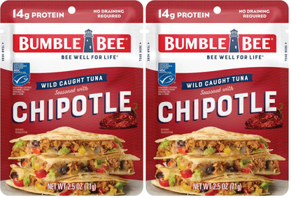 Bumble Bee Seasoned Tuna Pouch - Wild Caught and Ready to Eat for Snack, Salad, Korean Tuna Bowl - 14g Protein per Serving - PERFECT, PORTABLE, GOODNESS - 2.5 oz Packet
