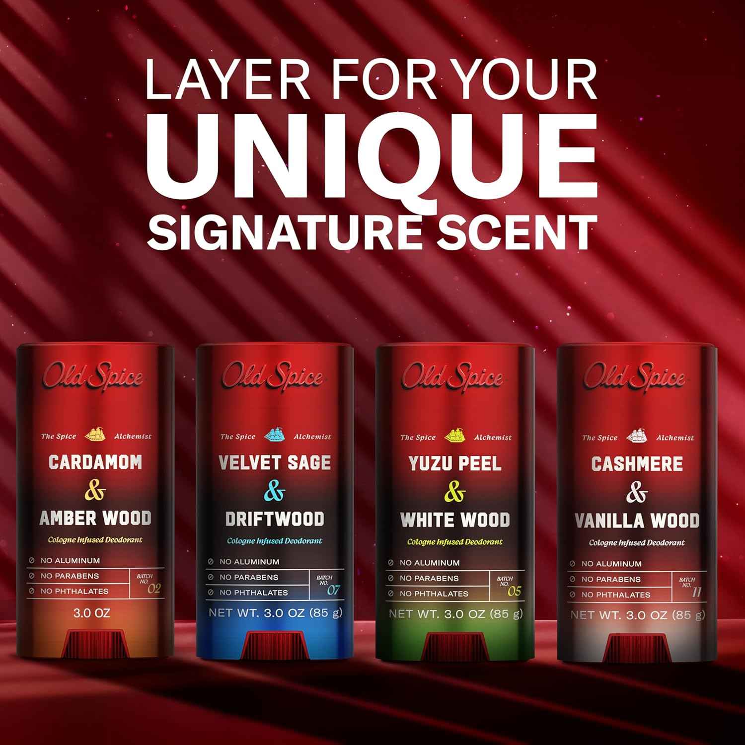 Old Spice Aluminum Free Deodorant for Men, The Spice Alchemist Collection, 24/7 Cologne Infused Scent, No Trade Off Formula, Free of Parabens & Phthalates