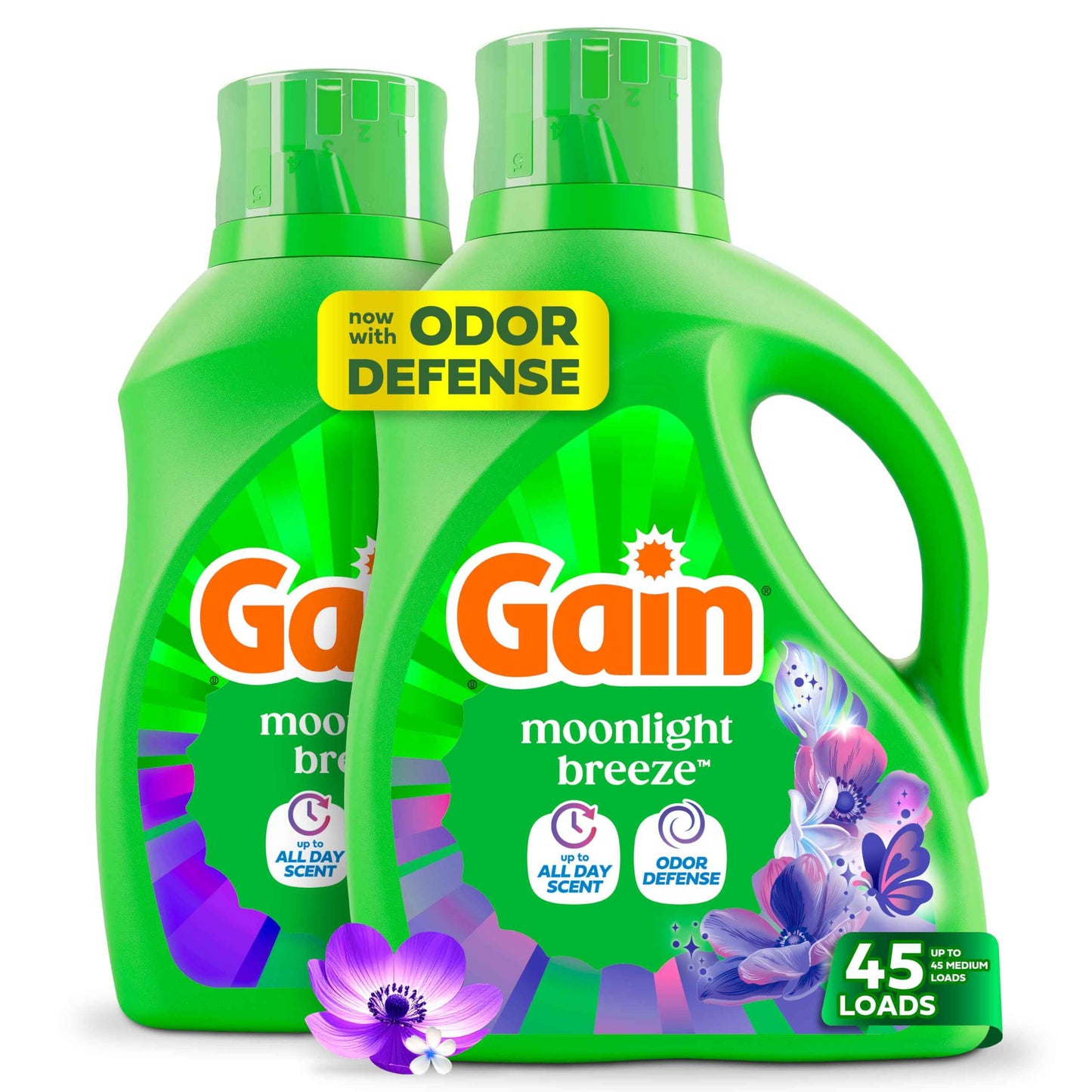 Gain Liquid Laundry Detergent with Odor Defense, Moonlight Breeze Scent, Laundry Soap For HE Washing Machines