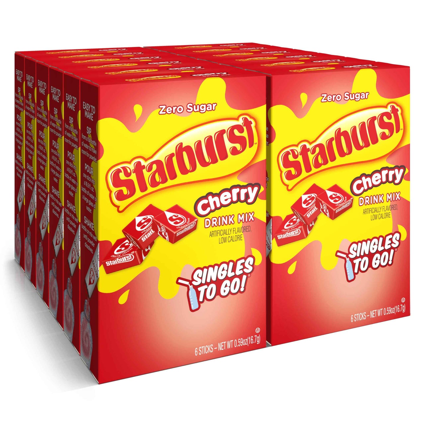 Starburst Singles To Go Powdered Drink Mix & Just Add Water -12 Boxes with 6 Packets Each 72 Total Servings (Sugar Free), 7.08 Oz