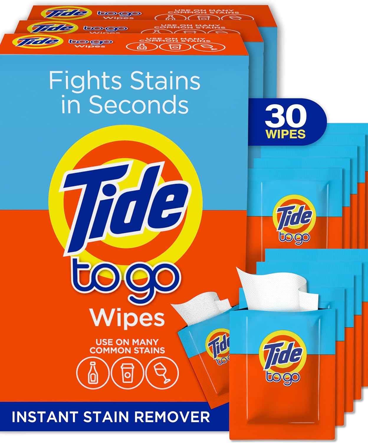 Tide To Go Stain Remover Wipes for Clothes, Instant Laundry Travel Stain & Spot Remover