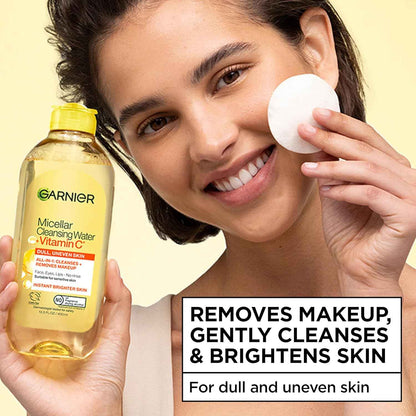Garnier Micellar Water with Vitamin C, Facial Cleanser & Makeup Remover, Brightening & Hydrating, For All Skin Types, Vegan, Cruelty Free
