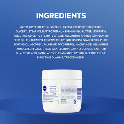NIVEA_Intense_Healing_Body_Cream_for_Dry_Skin_with_Glycerin,_Provitamin_B5_and_Niacinamide,_72-Hour_Moisture,_Non-Greasy_Body_Moisturizer_Immediately_Soothes_Dry,_Itchy_Skin_Feeling,_13.5_Oz_Jar