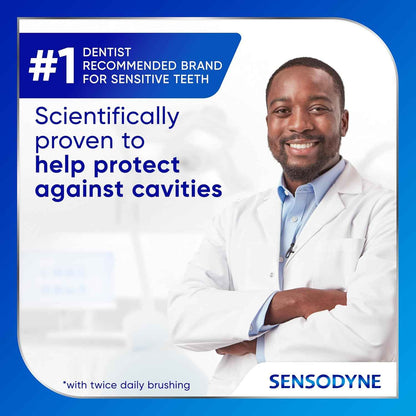 Sensodyne Cavity + Sensitivity Toothpaste, Fluoride Toothpaste for Sensitive Teeth and Cavity Protection, 2.7 oz
