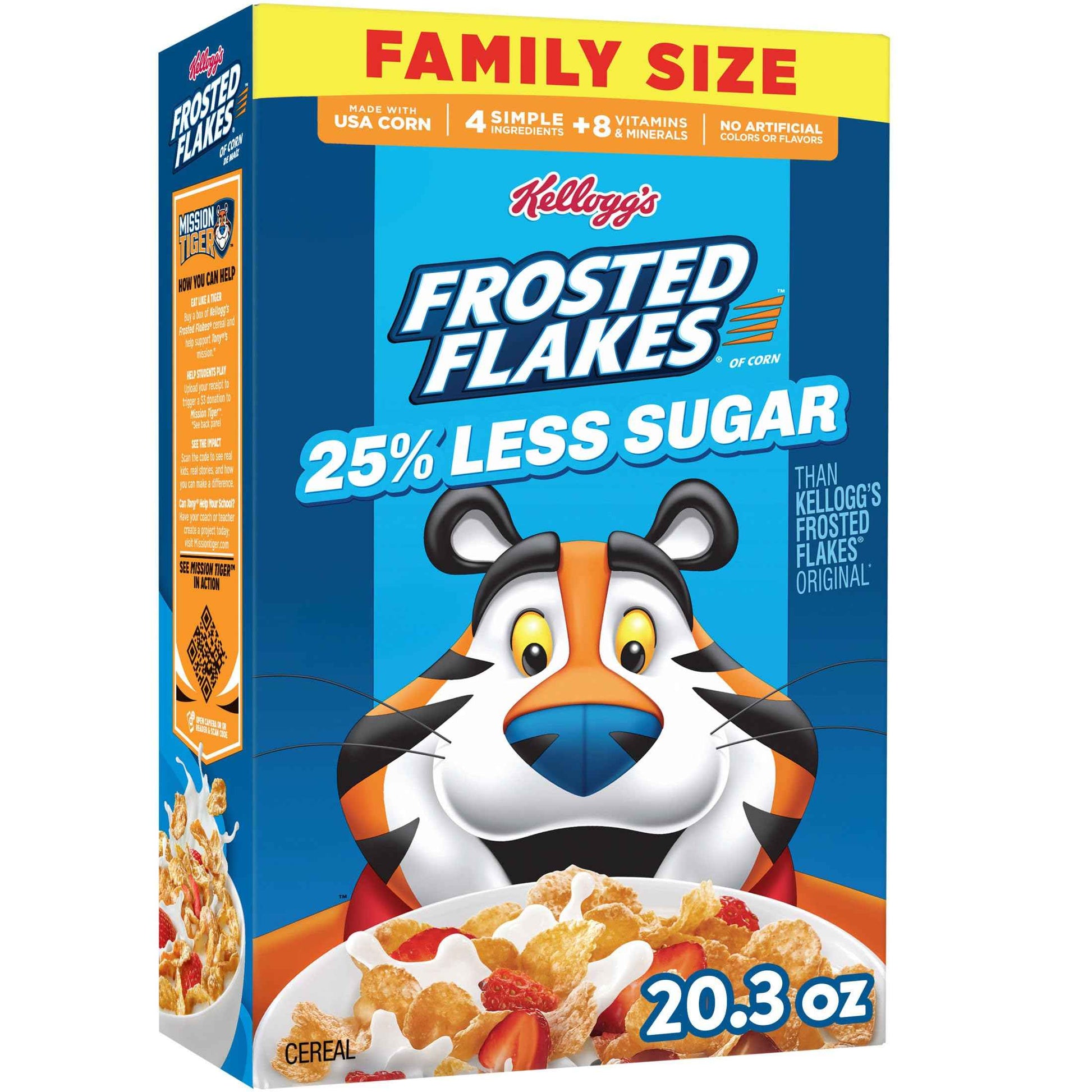 Kellogg's Frosted Flakes 25% Less Sugar Breakfast Cereal, Family Size