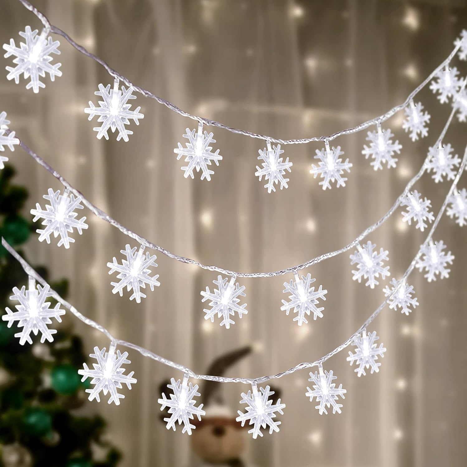 2_Packs_100_LED_Christmas_Snowflake_String_Lights_Hanging_Decorations_-_Winter_Wonderland_Lighted_Decor_for_Holiday_Xmas_Indoor_Outdoor_Party_Supplies_(42.6ft,Batteries_Not_Included)