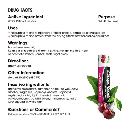 ChapStick_Classic_Skin_Protectant_Flavored_Lip_Balm_Tube,_Cherry_Flavor,_0.15_Ounce_(Pack_of_3)