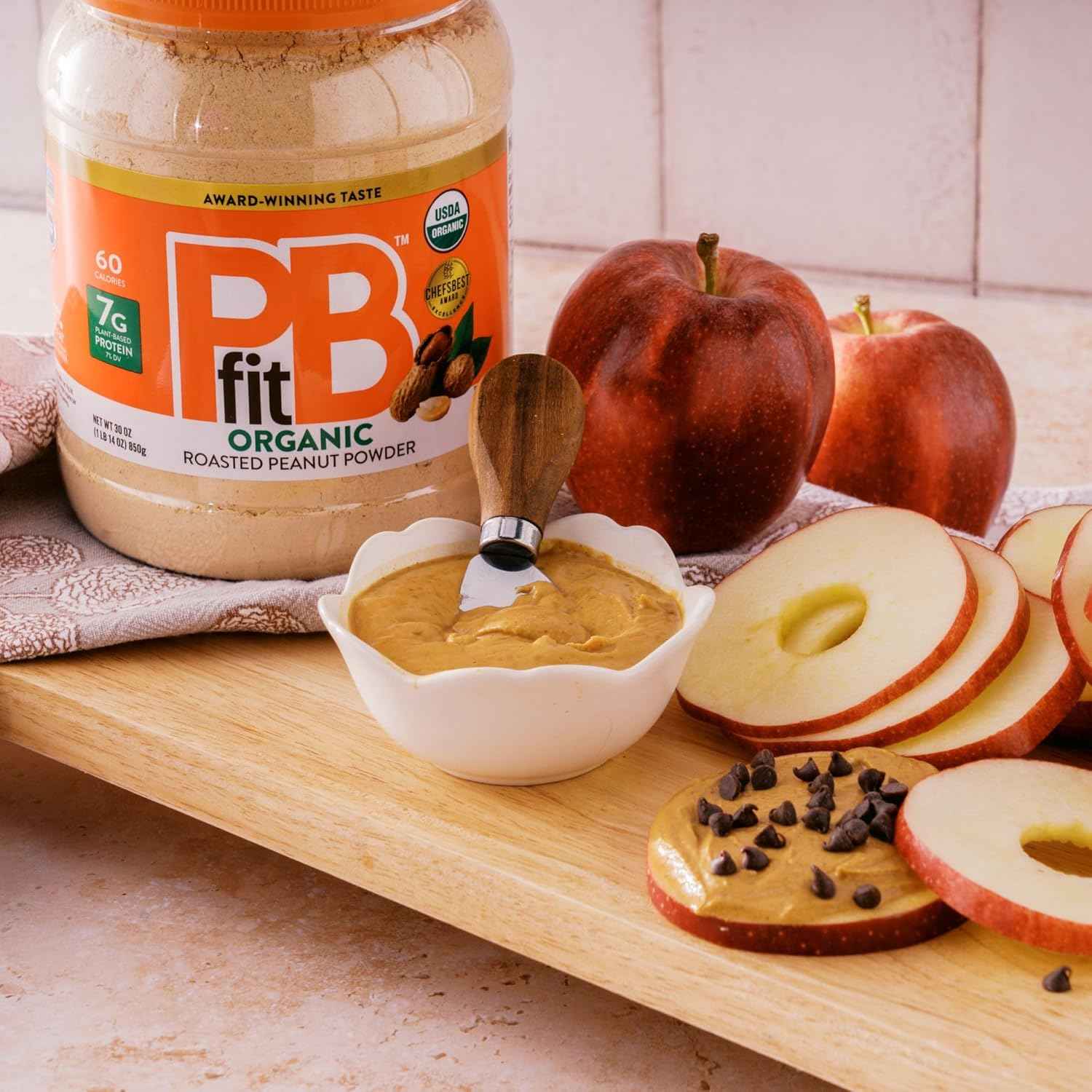 PBfit Organic Peanut Butter Powder, Powdered Peanut Spread from Real Roasted Pressed Peanuts, 7g of Protein 7% DV, Gluten-Free, 60 calories, 87% less fat (Pack of 1)