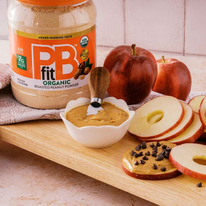 PBfit Organic Peanut Butter Powder, Powdered Peanut Spread from Real Roasted Pressed Peanuts, 7g of Protein 7% DV, Gluten-Free, 60 calories, 87% less fat (Pack of 1)